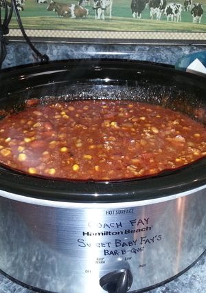 A picture of Sweet Baby Fay's barbecue chili.