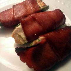 A picture of Brad's smoked bacon taco poppers.