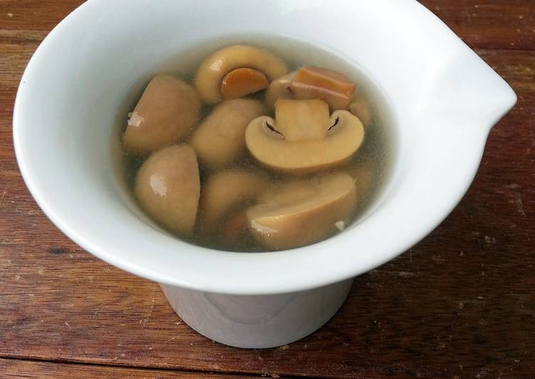 Steps to Prepare Any-night-of-the-week LG BUTTON MUSHROOM IN CHICKEN SOUP ( ALL IN A POT )