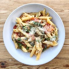 A picture of Home grown tomato and herb pasta sauce #mycookbook.