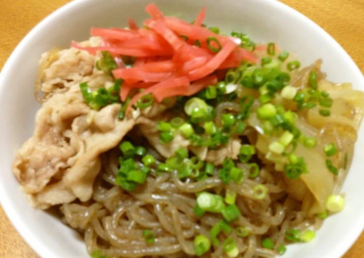 Recipe of Speedy Beef Bowl? Pork Bowl? Shirataki Noodle Bowl!!