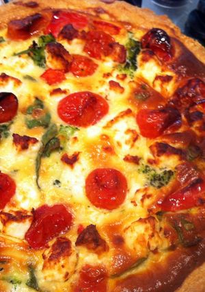 A picture of Tomato, Feta and Broccoli Quiche.