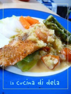 A picture of Baked Fish and Breadcrumbs with Easy Sauce.