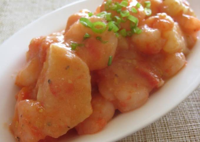 How to Make Eric Ripert Japanese-Style Simmered Shrimp and Nagaimo Yam with Tomatoes