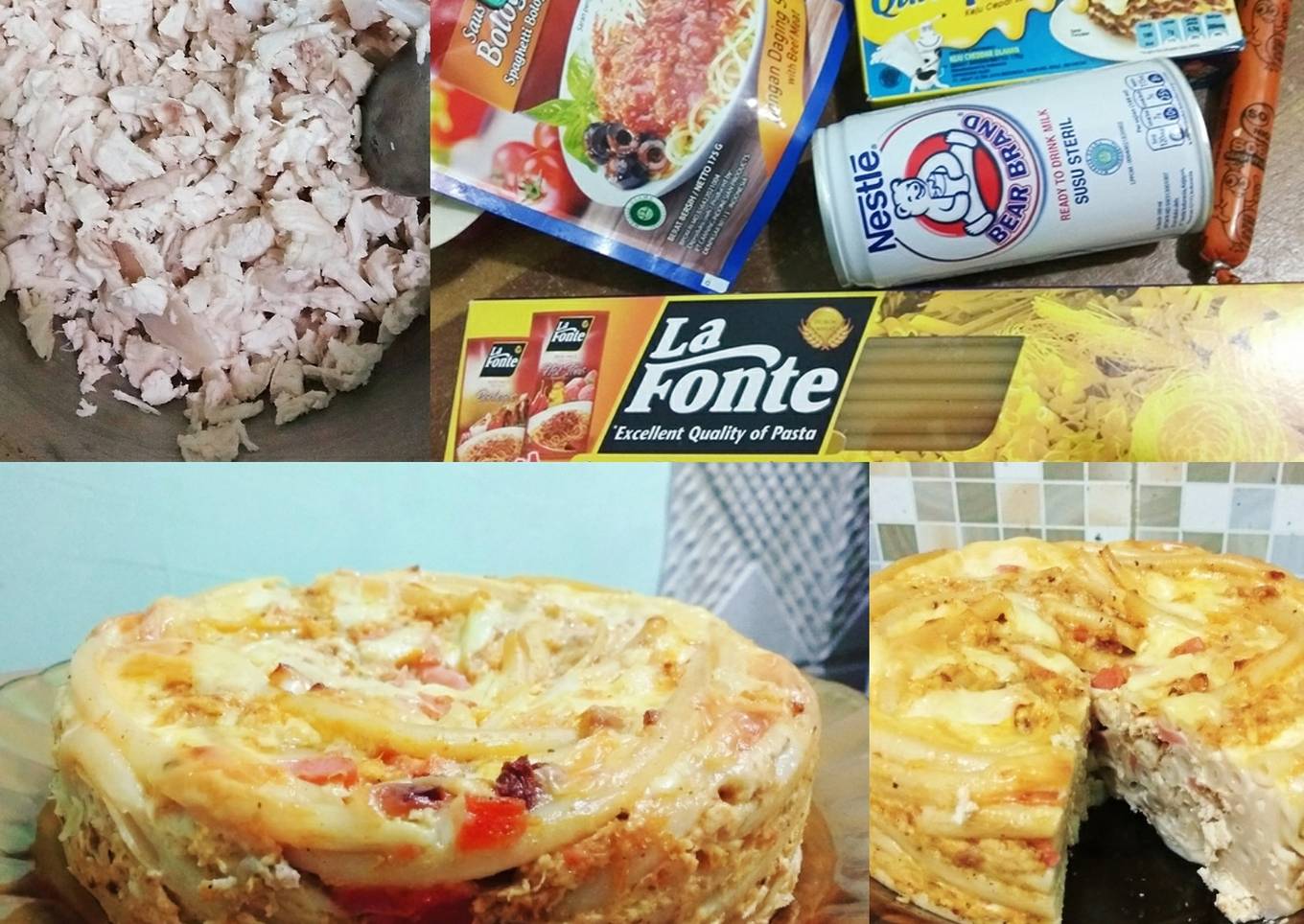 Long Macaroni schotel with chicken cop