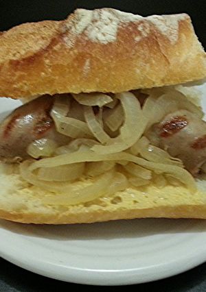 A picture of Super Bowl Brats & Knocks in Beer.