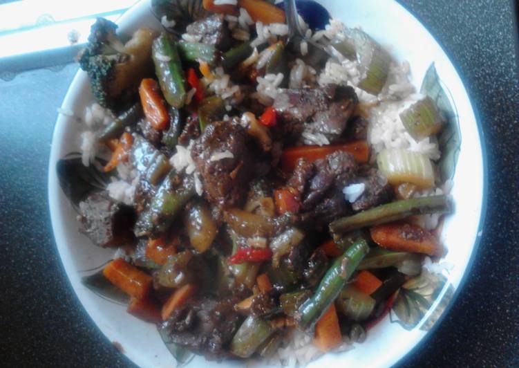 Recipe of Award-winning Beef stir fry w rice