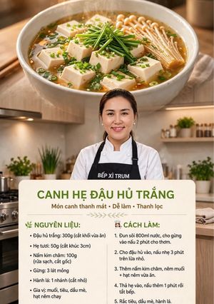 Hình của món Canh hẹ đậu hủ trắng.
