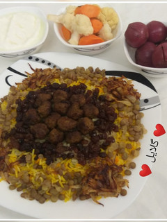 عکسی از دستور عدس پلو با گوشت قلقلی 😋