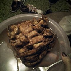 A picture of Peanut butter french toast.