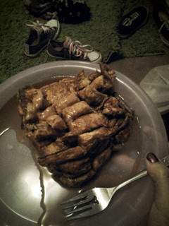 A picture of Peanut butter french toast.