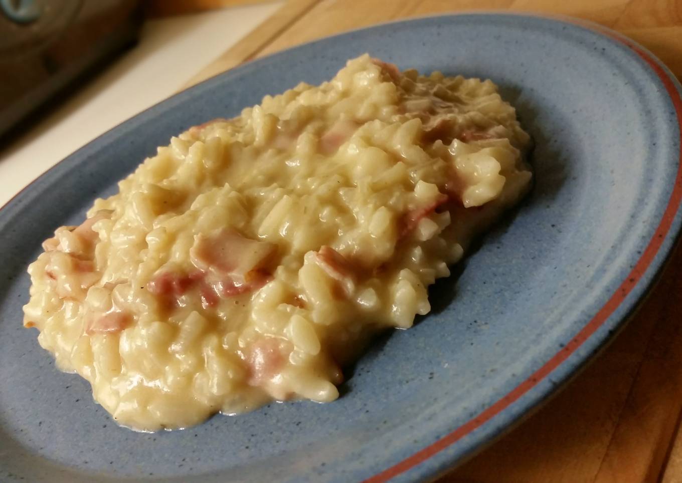 Bacon and cayenne risotto