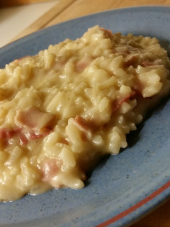 A picture of Bacon and cayenne risotto.