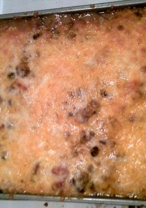 A picture of Red easy enchilada casserole.