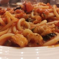 A picture of Fried prawn pasta.