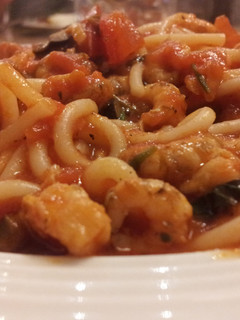 A picture of Fried prawn pasta.