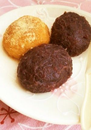 A picture of Easy Ohagi Rice Cakes Made with Pre-Cut Mochi and Rice.