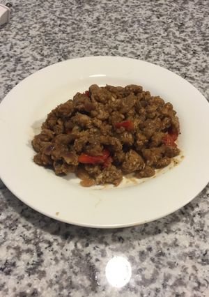 A picture of Chicken Flavored Textured vegetable protein.