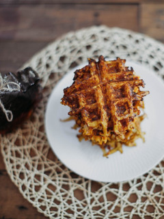 A picture of Sweet Potato Hash Brown Waffles.