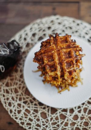 A picture of Sweet Potato Hash Brown Waffles.