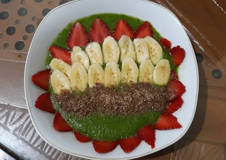 Cara Gampang Menyiapkan Green smoothie bowl with flaxseed Anti Gagal