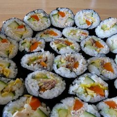 A picture of California Rolls.