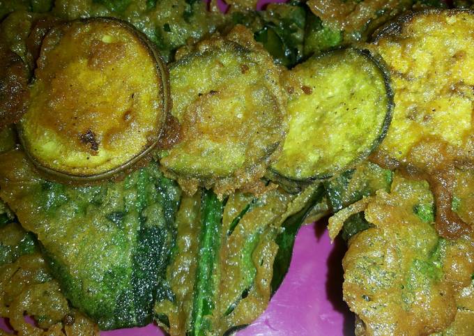 Tempura Fried Spinach and Eggplant