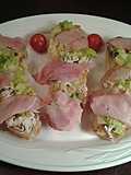 Crab Salad with Ham Crostini