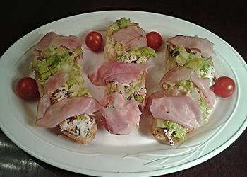 How To Cooking Recipe Crab Salad with Ham Crostini Very Delicious