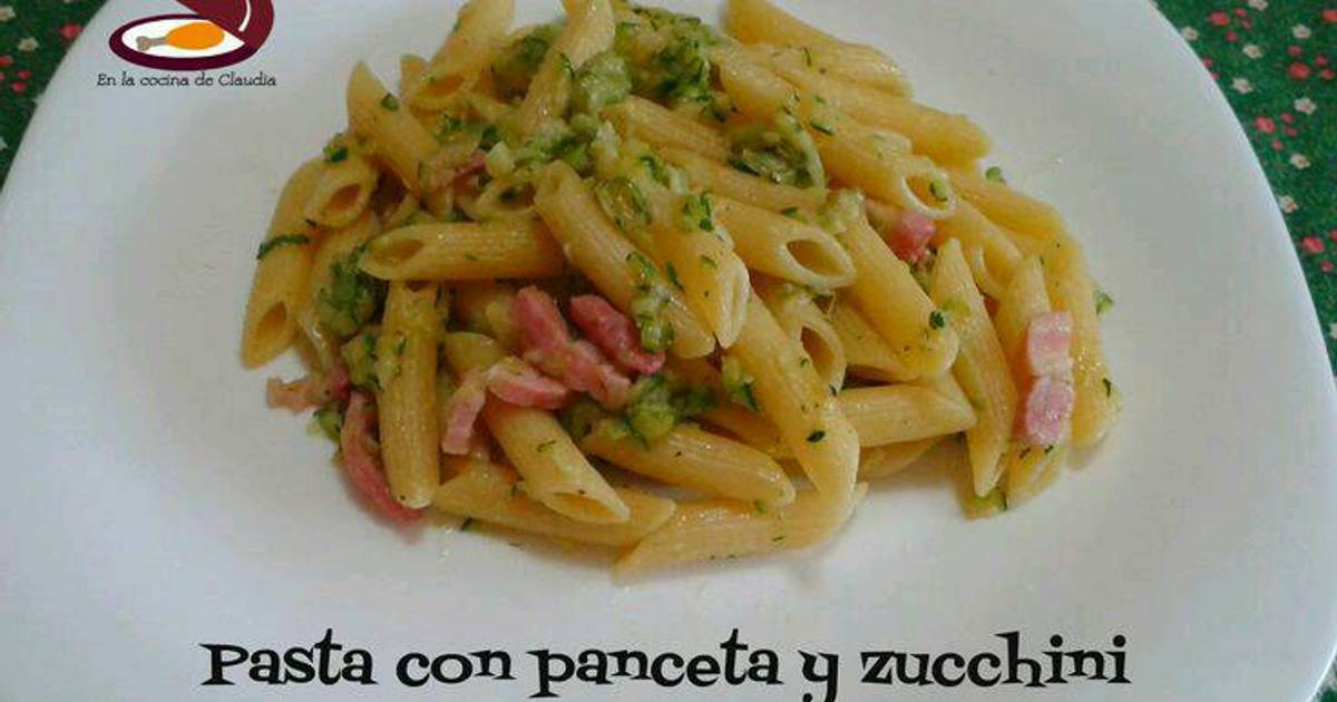 Pasta con pancetta y zucchini Receta de Claudia R. Pesci Cookpad
