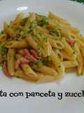 Pasta con pancetta y zucchini