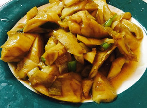 (素）薑絲蠔油炒麵腸 的食譜成品照片