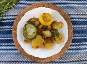 A picture of yellow squash and potatoes