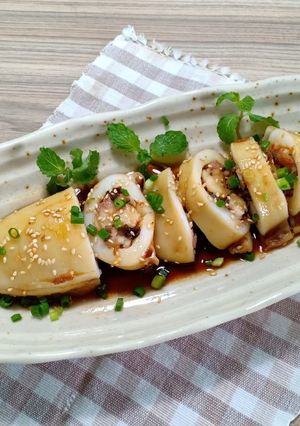 Hình của món Mực nhồi tôm hấp & sốt Teriyaki.