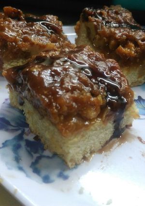 Una foto de Cuadrados de dulce de leche...avena y nuez