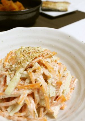 A picture of A Highly Nourishing Salad! Carrot and Chikuwa Tossed in Sesame-Mayo.
