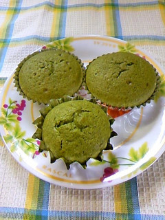 A picture of Matcha Muffins♡ with Pancake Mix.