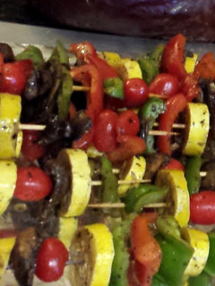 A picture of Grilled Veggie Skewers in Oil & Vinegar Marinade.