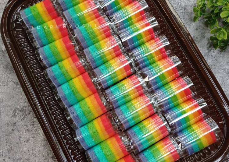 Resep Mini Roll Rainbow Cake, Bisa Manjain Lidah