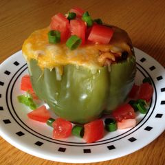 A picture of Bean And Rice Stuffed Peppers (vegetarian).