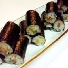 A picture of Homemade Kampyo (Dried Gourd) Rolls with a "Grown-Up" Flair.