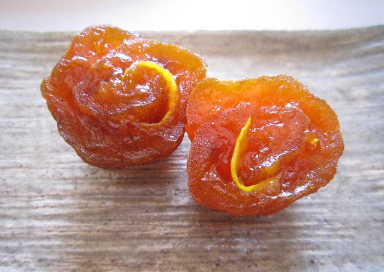 Persimmons Rolled Up with Yuzu Peel