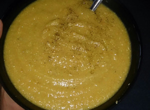 A picture of Thick chicken & vegetable soup.