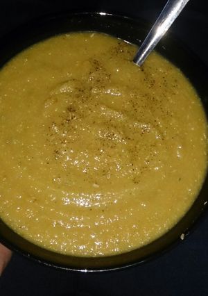 A picture of Thick chicken & vegetable soup.