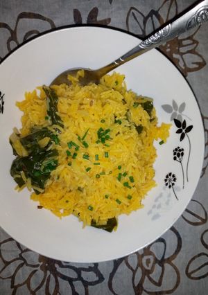 A picture of ONE POT RICE WITH SPINACH MEAL.
