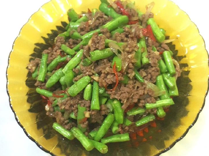 Langkah Gampang Membuat Resep  Buncis cah daging cincang yang Bisa Manjain Lidah, Enak Banget