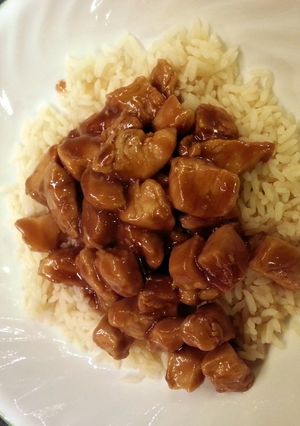 A picture of Bourbon Chicken.