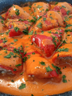 Una foto de Pimientos del piquillo rellenos de carne