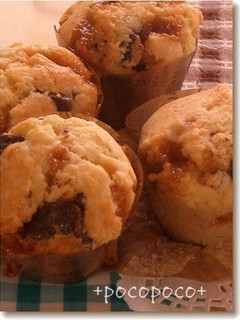A picture of Caramel & Chocolate Chunk Muffins.