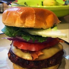 A picture of The Smokehouse Bacon Burger.
